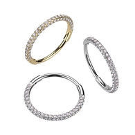 Titanium CZ Hinged Segment Hoop Ring 20G For Nose Septum Cartilage