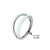 Titanium Hinged Segment Ring Double Hoop Opal For Nose Septum Cartilage