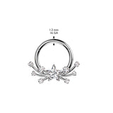 Titanium Hinged Segment Hoop Ring CZ Star Center For Nose Septum Cartilage