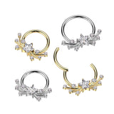 Titanium Hinged Segment Hoop Ring CZ Star Center For Nose Septum Cartilage