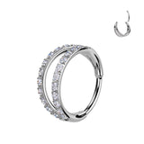 Titanium 20G Hinged Segment Double Lined Hoop Ring Nose Cartilage