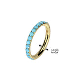 Titanium Hinged Segment Hoop Ring Outward Pave Turquoise Cartilage