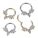 Titanium CZ Pear Hinged Segment Hoop Ring Nose Cartilage