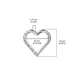 Titanium Hinged Segment Hoop Ring CZ Heart For Nose Septum Cartilage