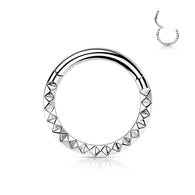 Titanium Hinged Segment Hoop Ring Studded For Nose Septum Cartilage