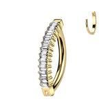 Titanium Hinged Baguette CZ Hoop Comfortable Belly Button Ring