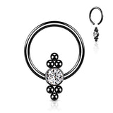 CZ Flat Ball with Clusters Captive Bead Ring Septum Tragus