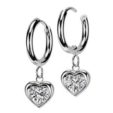 Pair Hinged Hoop Heart CZ Dangle Earrings Ear Cartilage Tragus