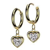 Pair Hinged Hoop Heart CZ Dangle Earrings Ear Cartilage Tragus