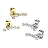 Pair of  5 Round CZ Curved Stainless Steel Earrings