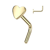 Implant Titanium Flat Heart Top L Bend Nose Stud Ring