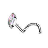 Implant Titanium Marquise CZ Nose Screw Ring