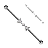 Titanium Internally Threaded CZ Ribbon Industrial Barbell