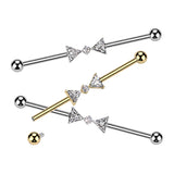 Titanium Internally Threaded CZ Ribbon Industrial Barbell