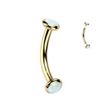 Titanium Internally Threaded Bezel Crystal Or Opal Eyebrow Rings