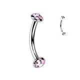 Titanium Internally Threaded Bezel Crystal Or Opal Eyebrow Rings