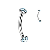 Implant Titanium Internally Threaded Bezel Crystal Or Opal Eyebrow Rings