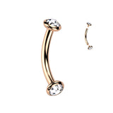 Titanium Internally Threaded Bezel Crystal Or Opal Eyebrow Rings