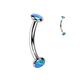 Implant Titanium Internally Threaded Bezel Crystal Or Opal Eyebrow Rings