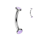 Implant Titanium Internally Threaded Bezel Crystal Or Opal Eyebrow Rings