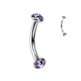 Titanium Internally Threaded Bezel Crystal Or Opal Eyebrow Rings