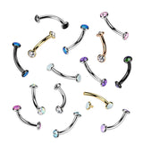 Titanium Internally Threaded Bezel Crystal Or Opal Eyebrow Rings