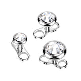 3 Set Of Titanium Bezel CZ Dermal Anchor With Titanium Base