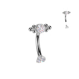 Titanium CZ & Ball Cluster Top Curved Eyebrow Barbell Ear Piercing