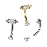 Titanium CZ & Ball Cluster Top Curved Eyebrow Barbell Ear Piercing