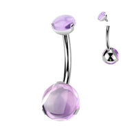 Titanium 8 mm Prong Set Natural Stone Belly Button Rings