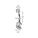 Titanium Prong Set Oval CZ Set Navel Belly Button Ring