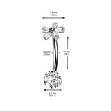 Titanium Prong Set CZ 5 Baguette CZ Flower Top Navel Belly Button Ring