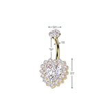 Titanium Belly Button Ring CZ Heart & CNC CZ Pave Edge