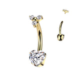 Titanium Heart CZ & Trinity Top Dangle Belly Button Rings