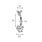 Titanium Heart CZ & Trinity Top Dangle Belly Button Rings