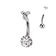 Titanium Prong CZ & Trinity Top Dangle Belly Button Rings