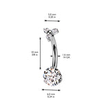 Titanium Prong CZ & Trinity Top Dangle Belly Button Rings