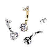 Titanium Prong CZ & Trinity Top Dangle Belly Button Rings