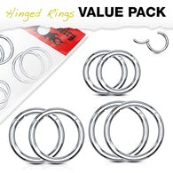 3 Pairs  Precision Hinge Action Segment Rings Ear Nose Lip