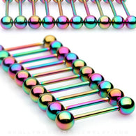 2 Pc Rainbow Titanium Barbells Eyebrow Cartilage Helix 16GA