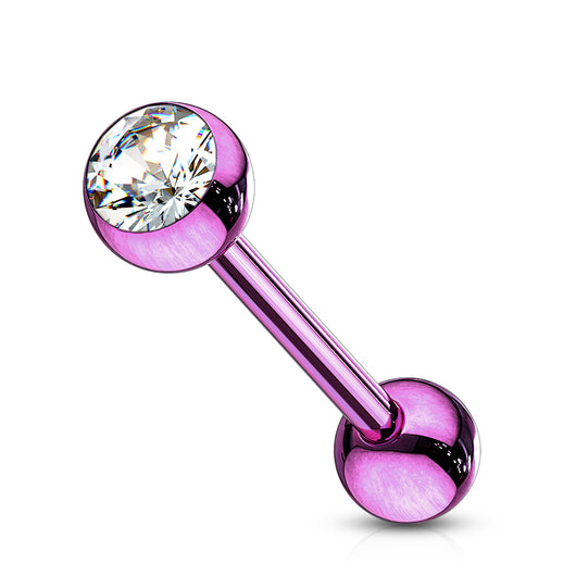 Press Fit CZ Ball Titanium IP Surgical Steel Barbell Tongue Rings ...