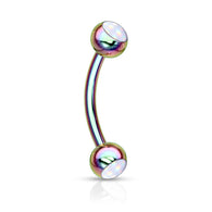 Epoxy Stone Rainbow Titanium Curved Barbells Eyebrow Rings