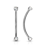 3 mm Prong Set CZ Surgical Steel Curved Barbell Lobe Snake Eye Piercing 16G