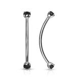 3 mm Prong Set CZ Surgical Steel Curved Barbell Lobe Snake Eye Piercing 16G