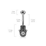 Hamsa hand  Curve Barbells Eyebrow Ring Rook Snug Piercing