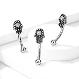 Hamsa hand  Curve Barbells Eyebrow Ring Rook Snug Piercing