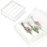 2 Pc White And Black Velvet Insert Clear Acrylic Gem Box for Belly Nose Rings