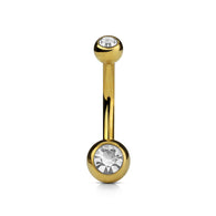 Petite Sz Clear CZ Yellow 14kt Gold Plated Navel Belly Button Ring