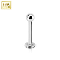 14K Solid White Gold Labret Monroe Stud