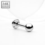 14K Solid White Gold Labret Monroe Stud